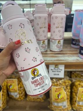 Buc-ee's Pink Floral Hands-Free Tumbler
